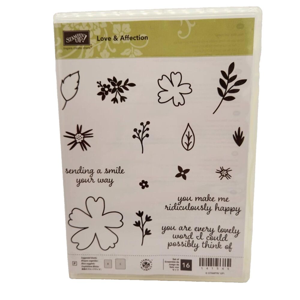 Stampin Up Love & Affection Cling Stamp Set Unmounted Flowers Leaves Friend
